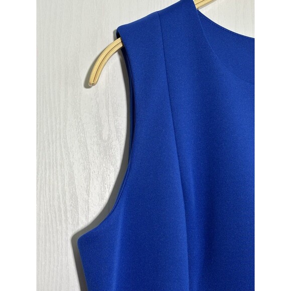 Calvin Klein Sheath Dress Womens 16W Blue Scuba Crepe Princess Seam Sleeveless - Picture 4 of 15